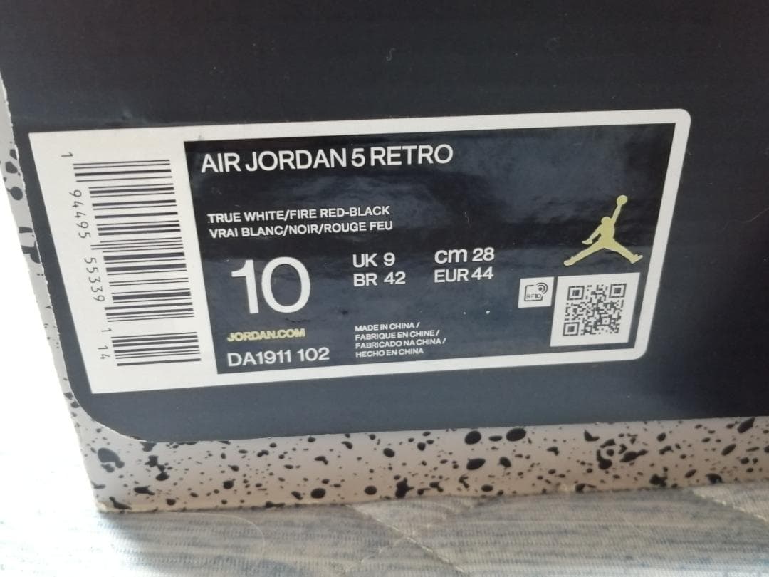 エアジョーダン5レトロ 10サイズ ホワイト/レッド