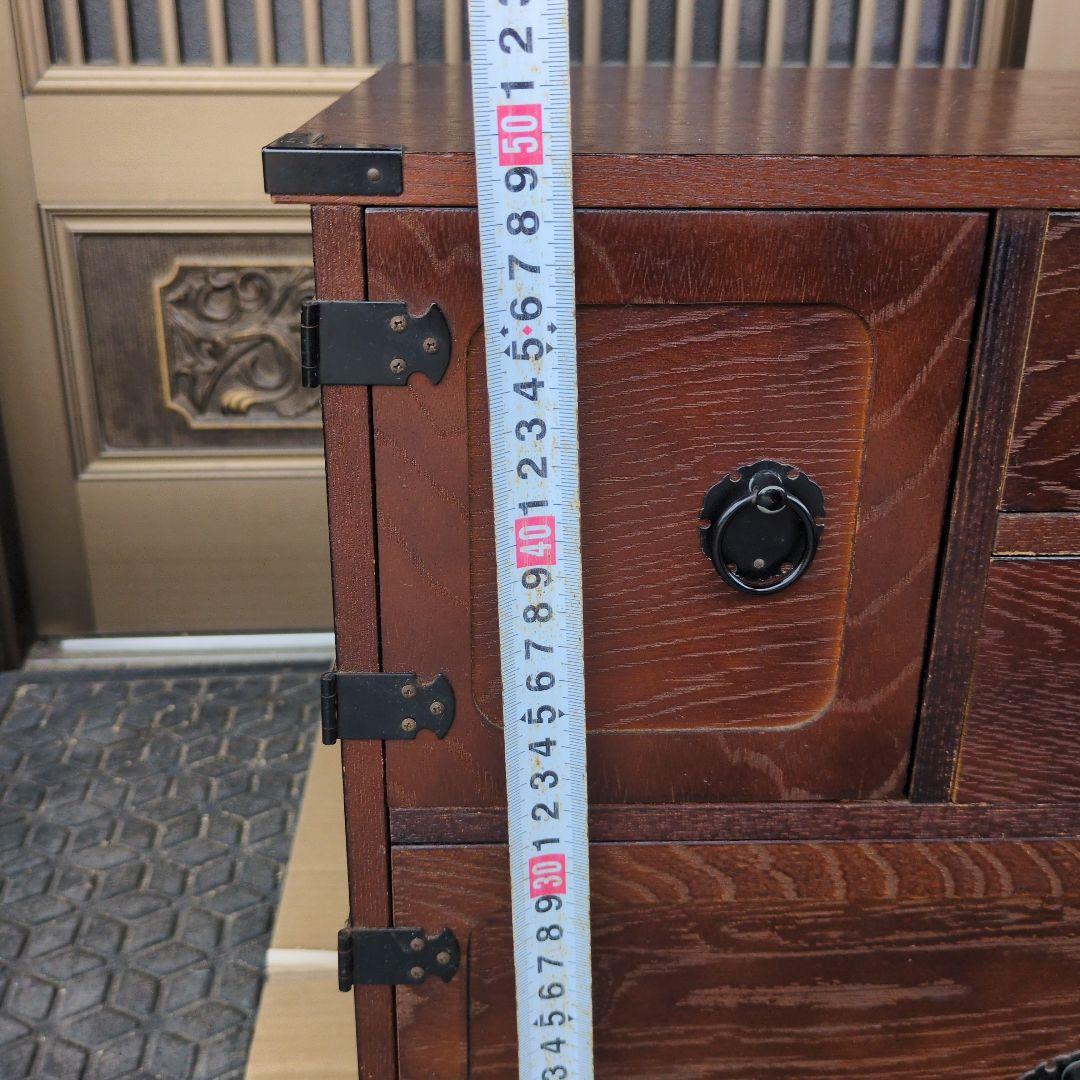 民芸家具調 からくり箪笥 隠し抽斗 ケヤキ/欅杢目 小箪笥