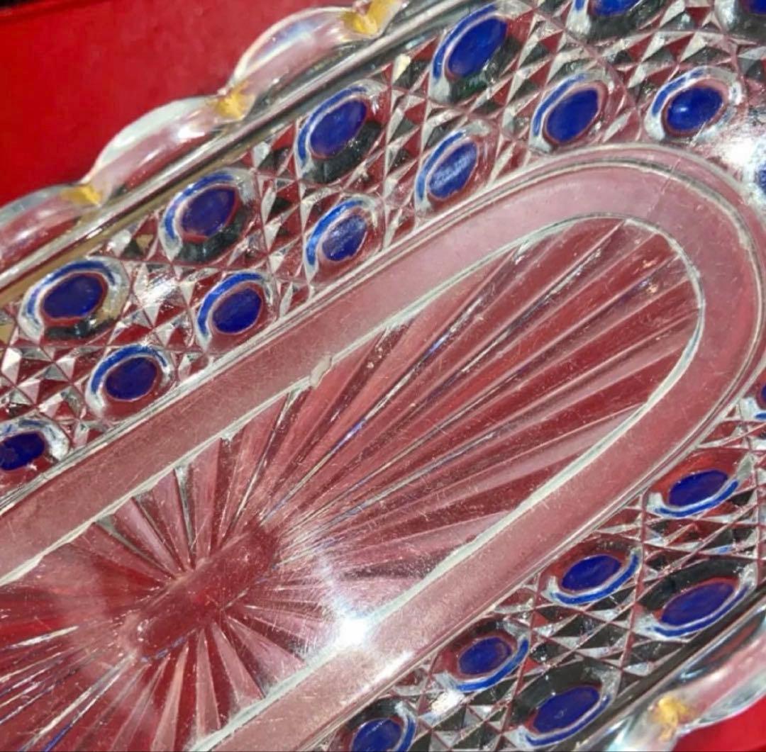 バカラ ディアマンピエーリー　長皿　ブルーカラー　 Baccarat