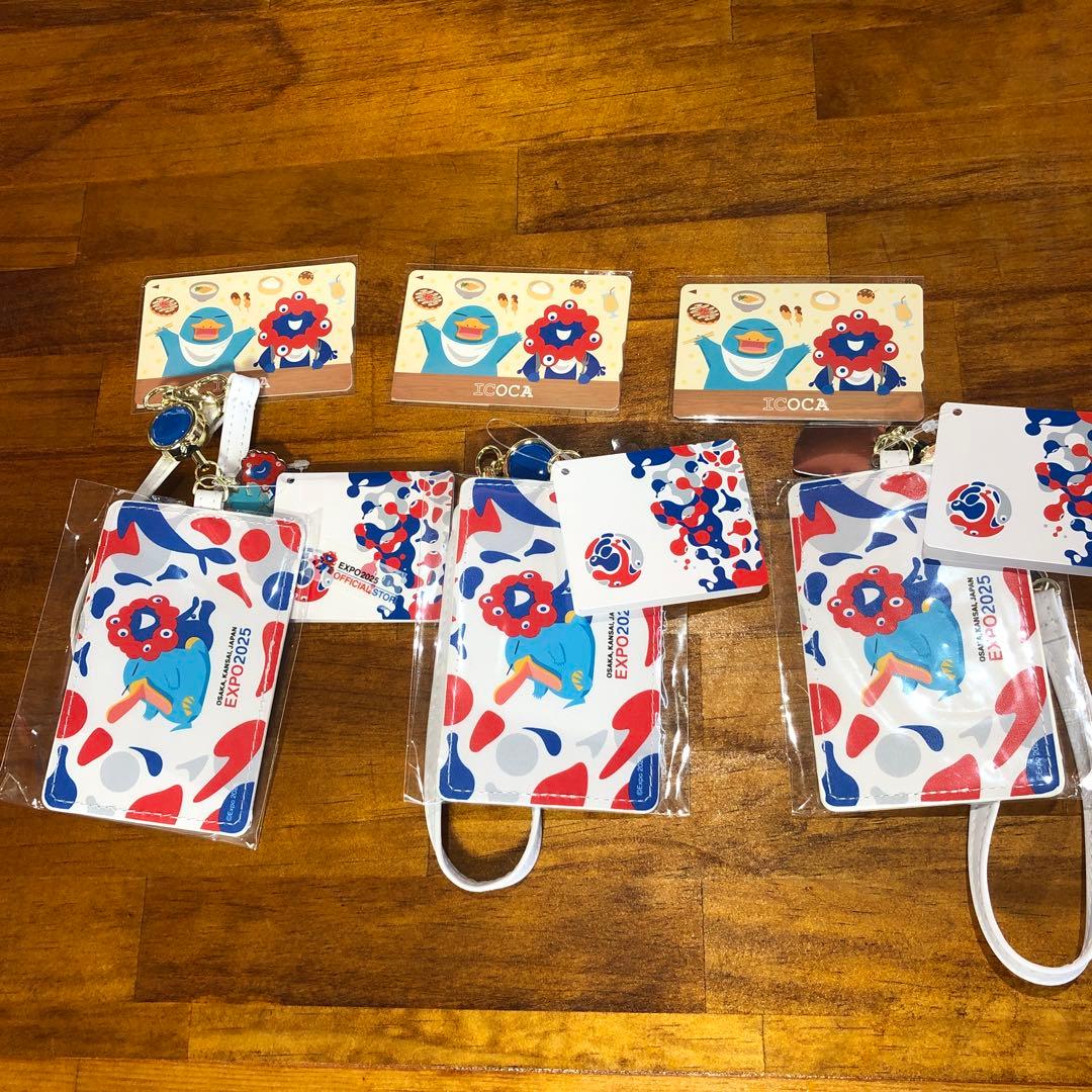 万博限定デザイン ICOCA 3枚 合皮製 オリジナルパスケース　4個