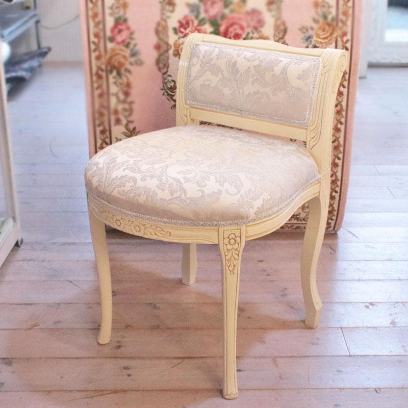 背付スツール ブルー ファブリック 猫脚 補助椅子 オットマン 222-1459