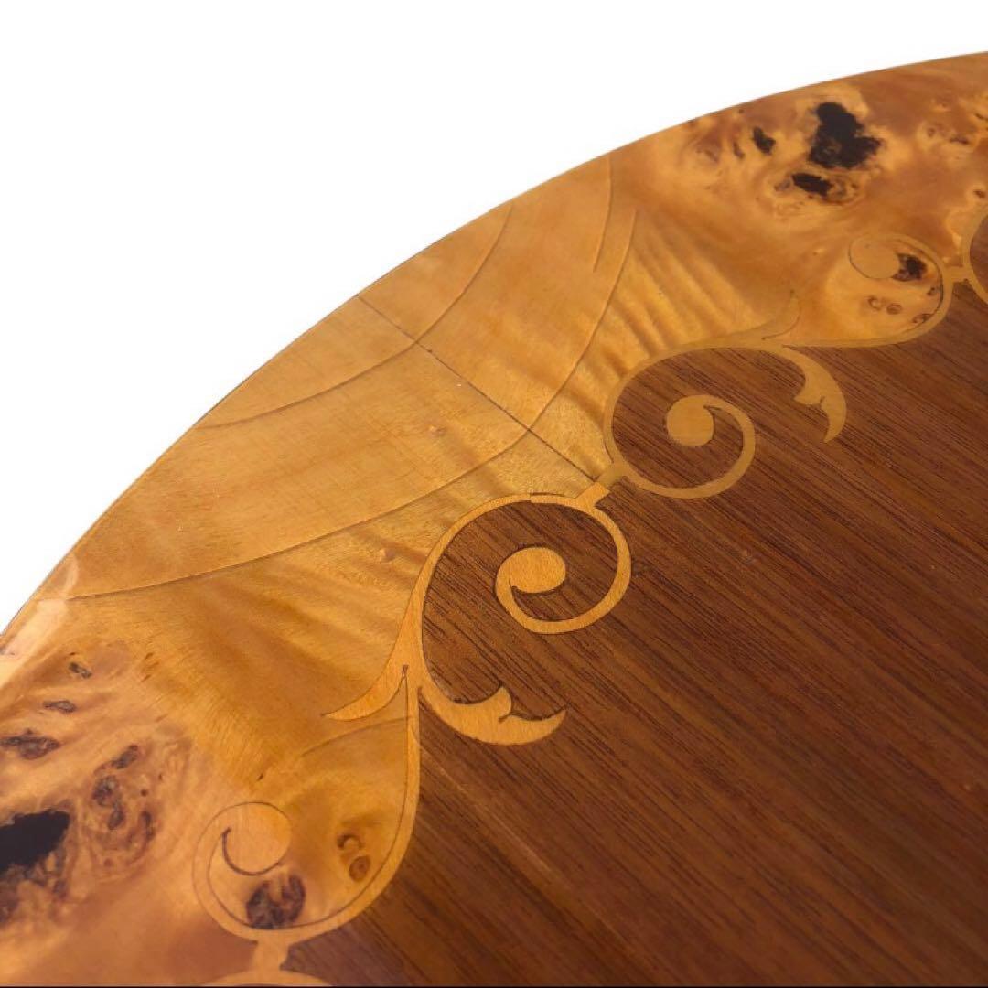 イタリア製 花柄 サイドテーブル コーヒーテーブル 象嵌細工 艶有り