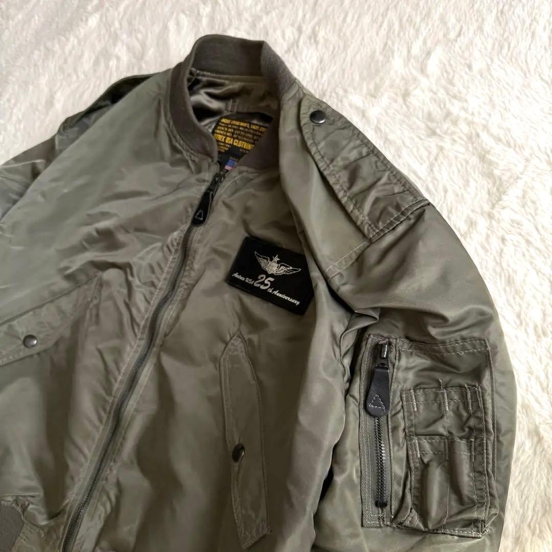 希少モデル✨ AVIREX 25周年記念 MA-1 USA製 丈短 L