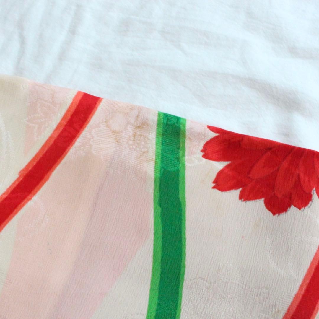 七五三 7歳 子供 女の子 アンティーク 正絹 着物 つくり帯 セット