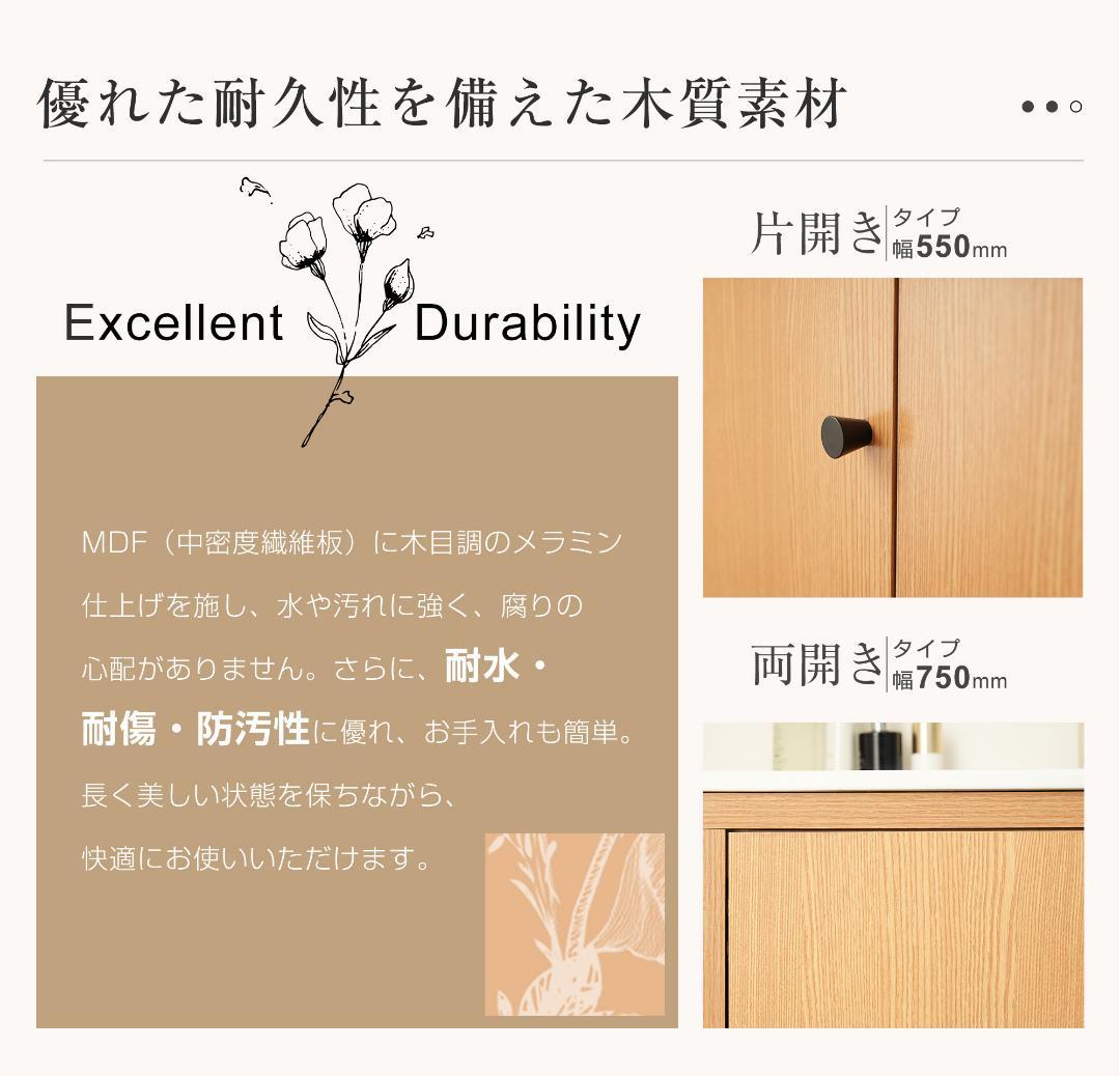 洗面化粧台両開きタイプ 幅75cm台のみ化粧洗面台リフォーム下台コンパクト洗面台