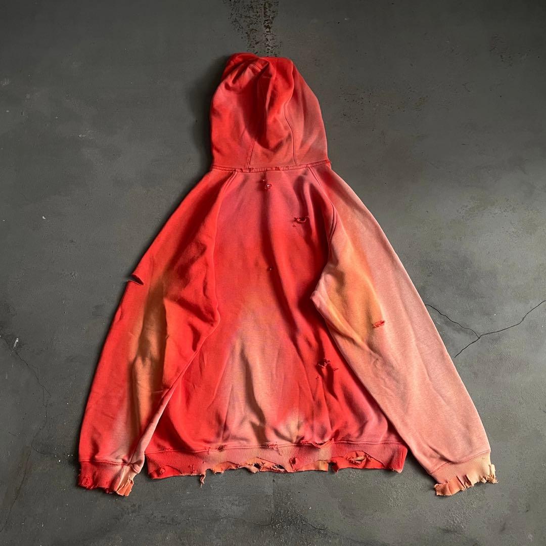 y2k“broken”鬼フェード“襤褸“4XO”フードboro sweat