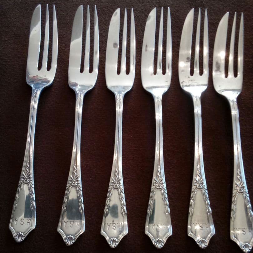 イギリス シルバーデザートフォーク ６本組 １９３０年