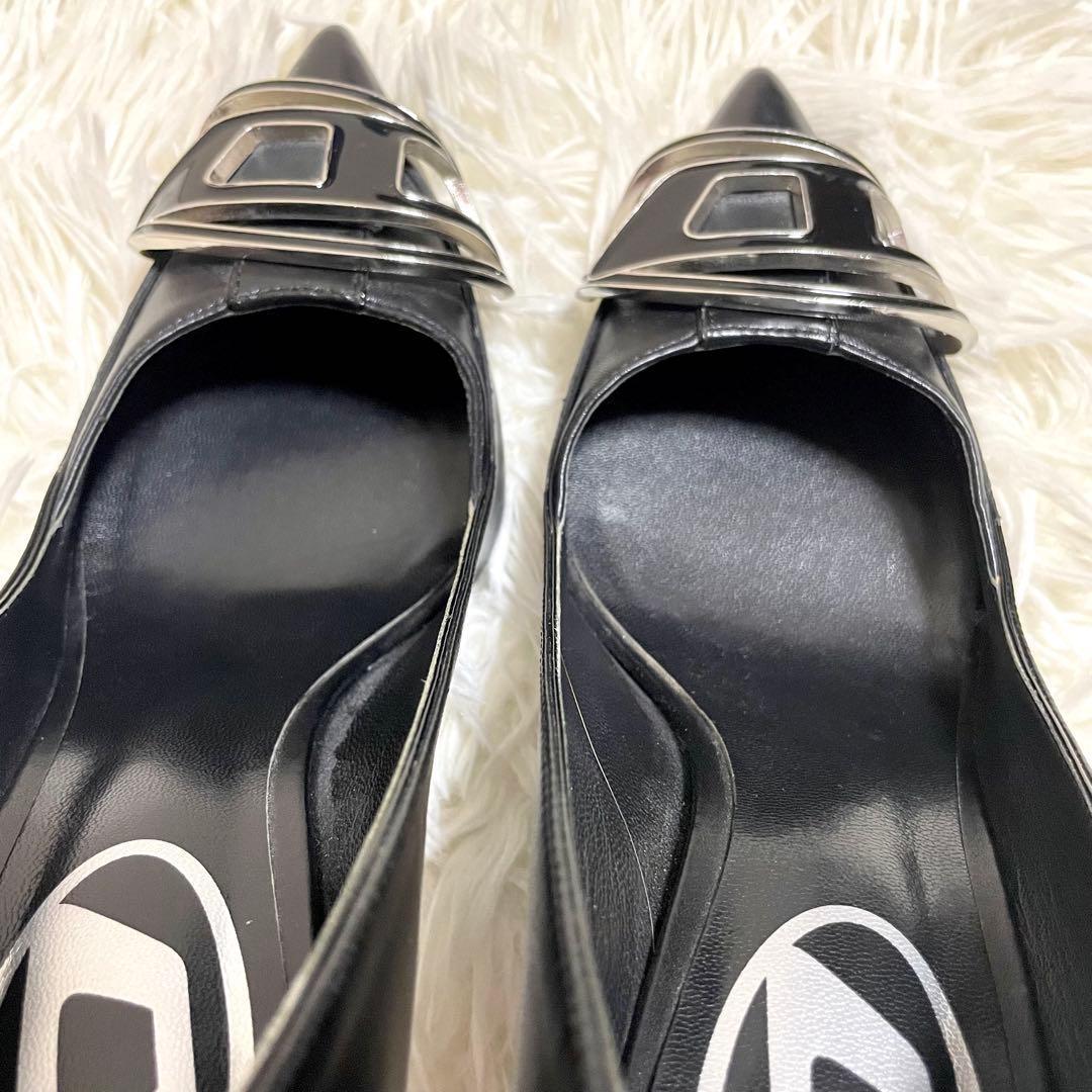 ✨極美品✨ディーゼル ハイヒール ポインテッドトゥ レザー ブラック バックル