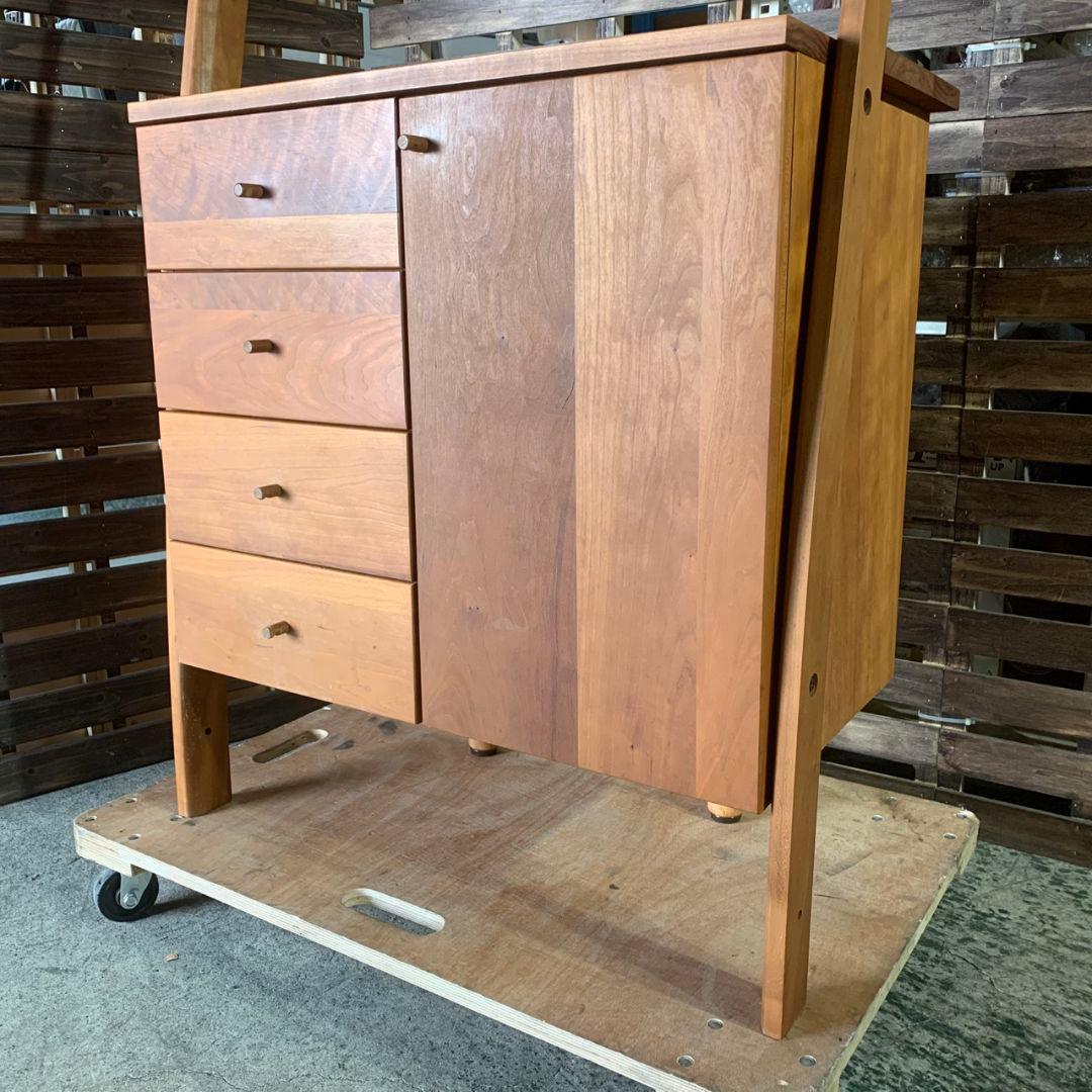 J677 福岡大川マルヨシ民芸家具 片開きシェルフキャビネット 壁面収納