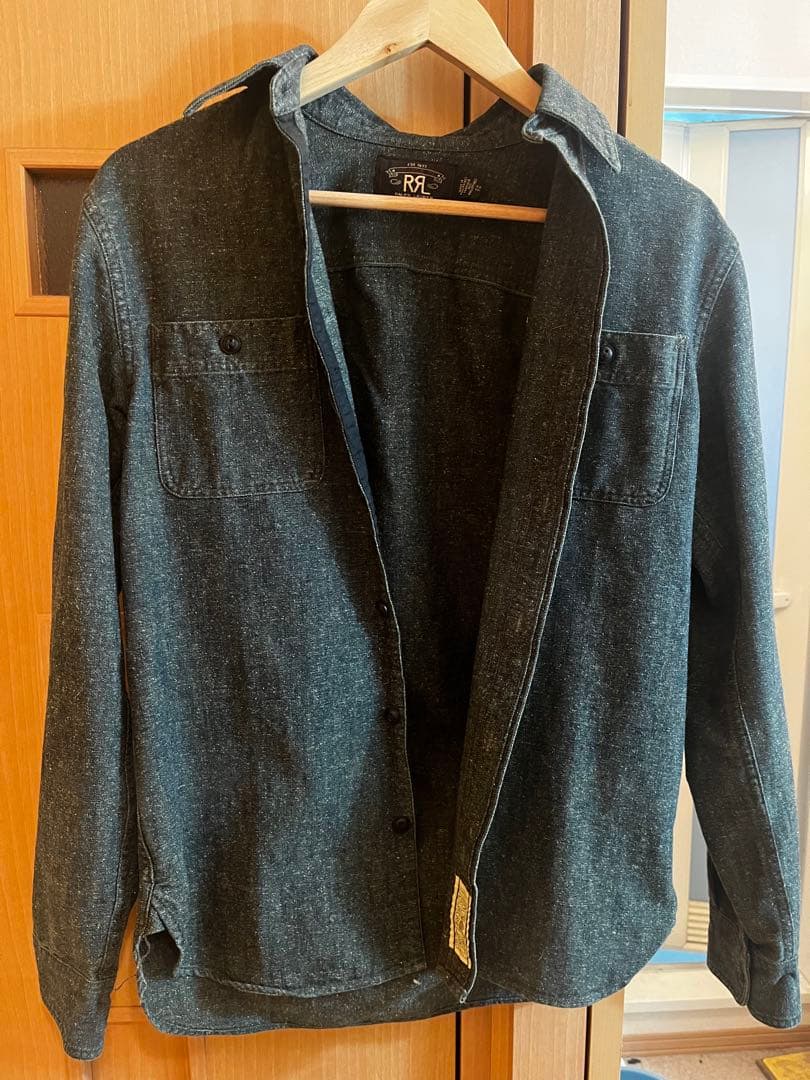 RRL ダブルアールエル 霜降り シャツ XS 無地 ブラック系 ラルフローレン