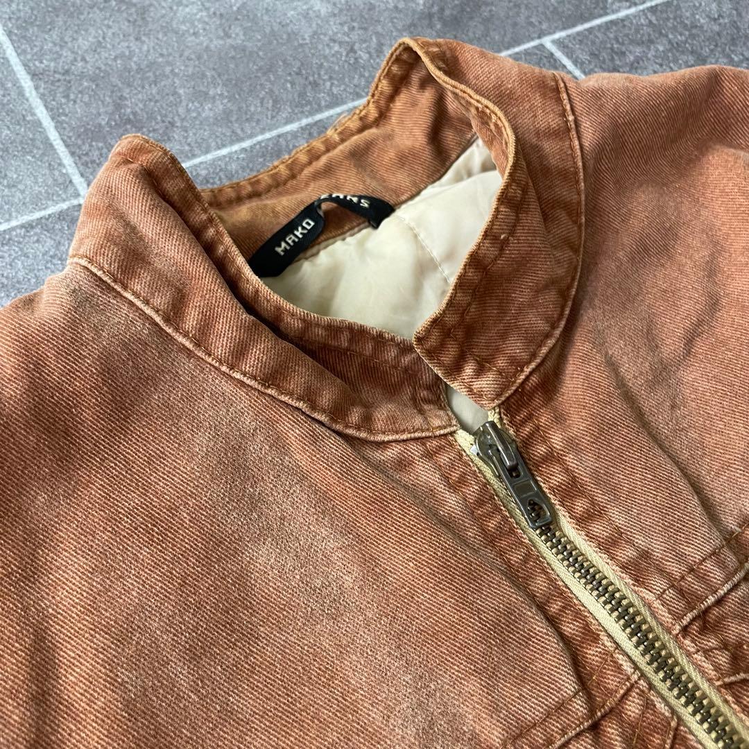 ポルトガル製 ヴィンテージ ワークジャケット ブラウン 鬼フェード 中綿 44