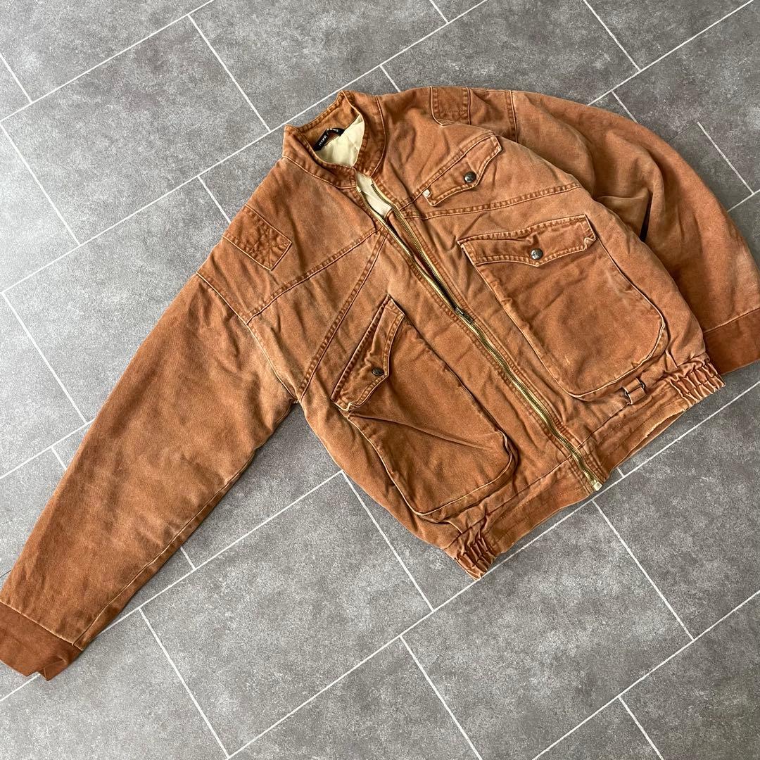 ポルトガル製 ヴィンテージ ワークジャケット ブラウン 鬼フェード 中綿 44