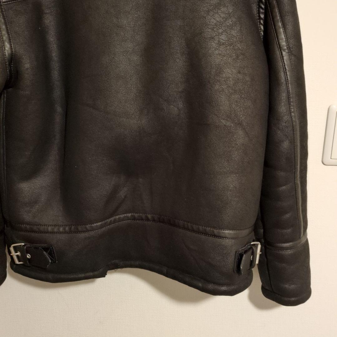 【極美品】ZARA ザラ フェイクムートン ライダースジャケット XL 黒 ボア