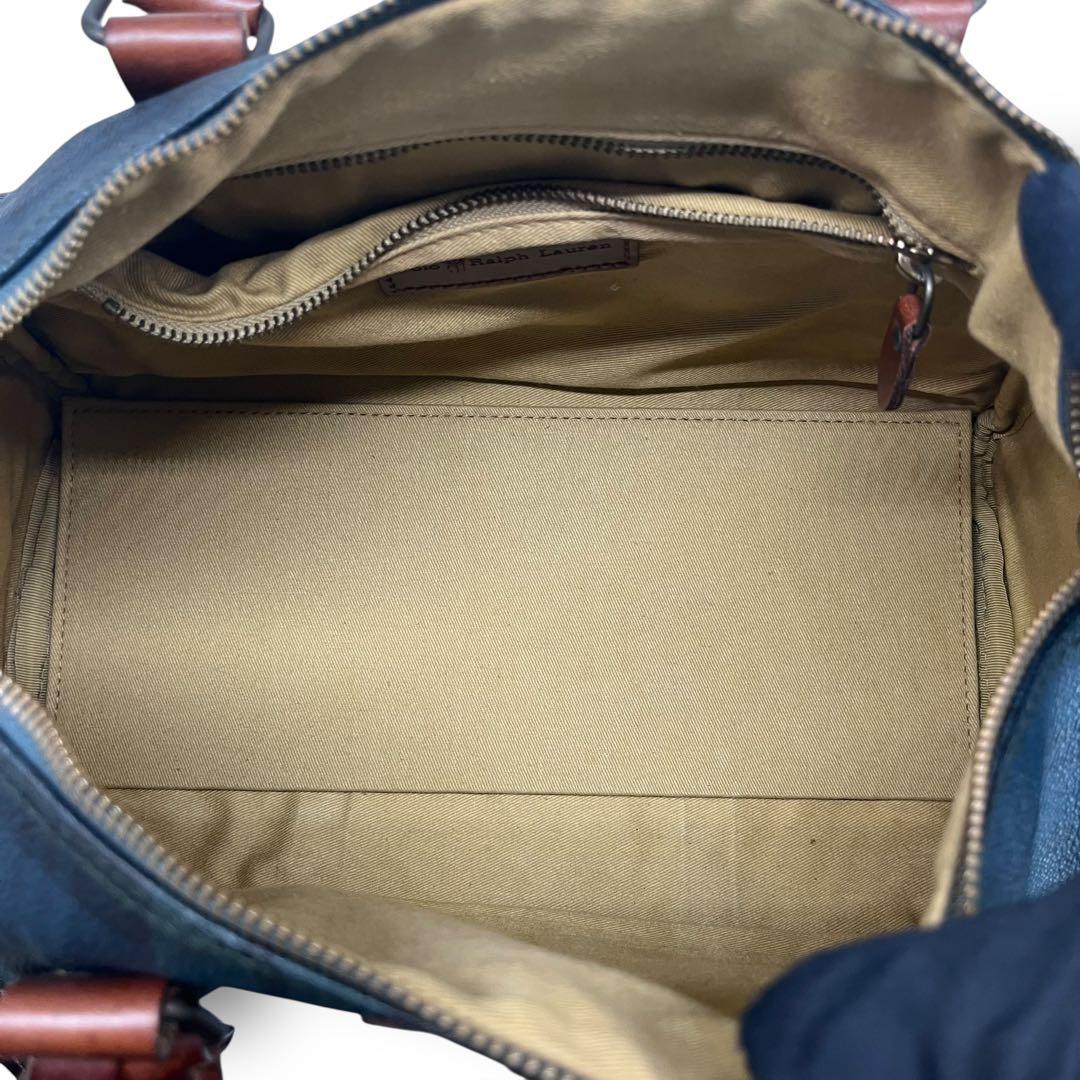 ポロラルフローレン 2way ミニボストンバッグ ショルダー チェック柄 PVC