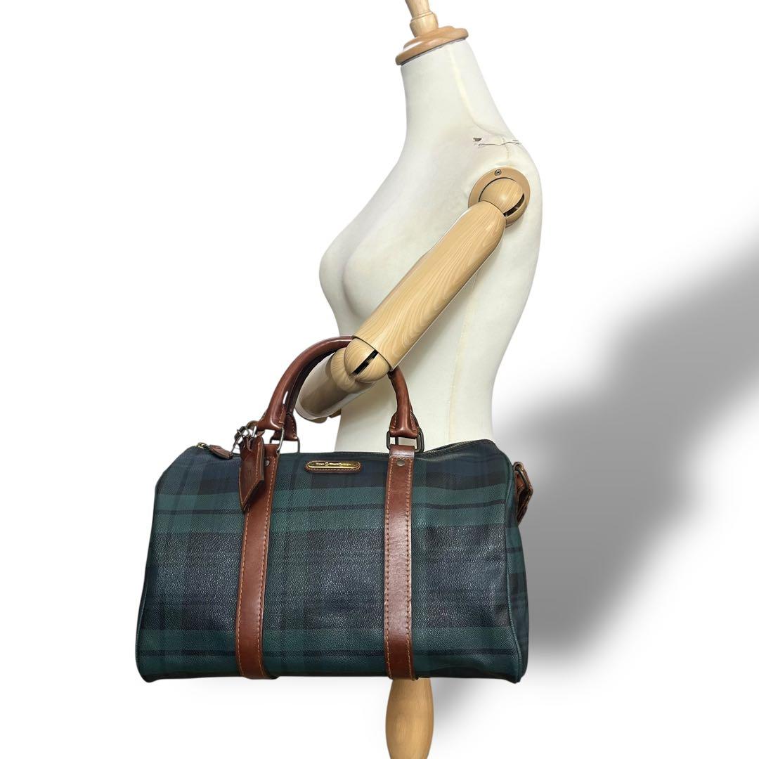 ポロラルフローレン 2way ミニボストンバッグ ショルダー チェック柄 PVC