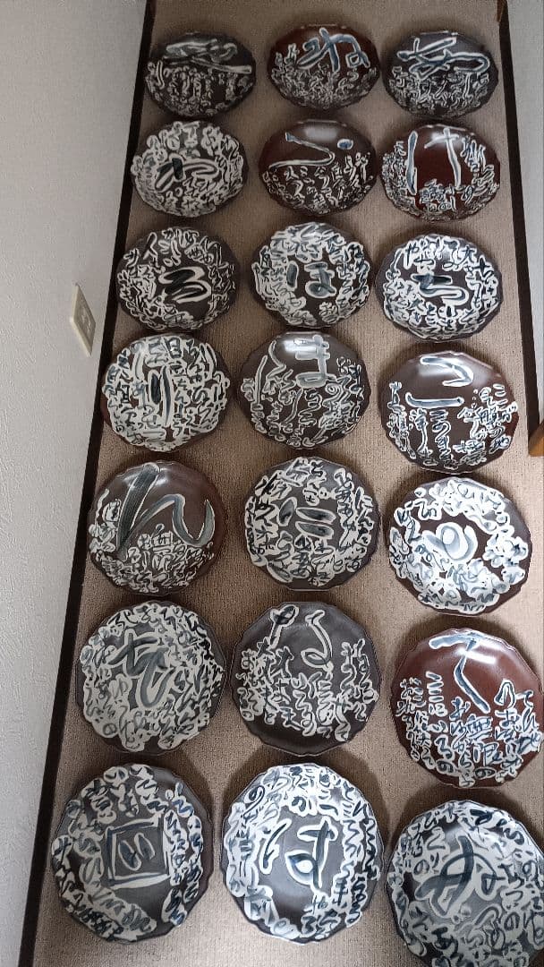 佐藤勝彦 陶器 文字模様 八角形皿 21枚セット カルタ風 アンティーク 希少