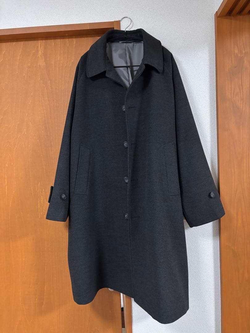 BEAMS フリースステンカラーコート　L チャコールグレー