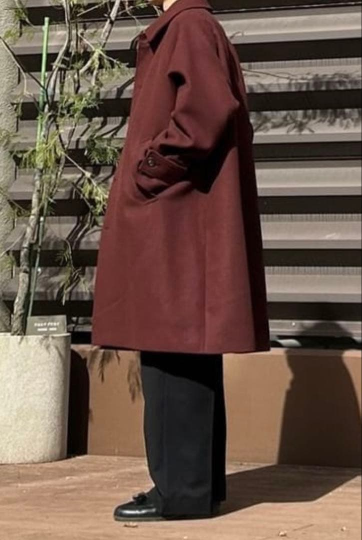 BEAMS フリースステンカラーコート　L チャコールグレー