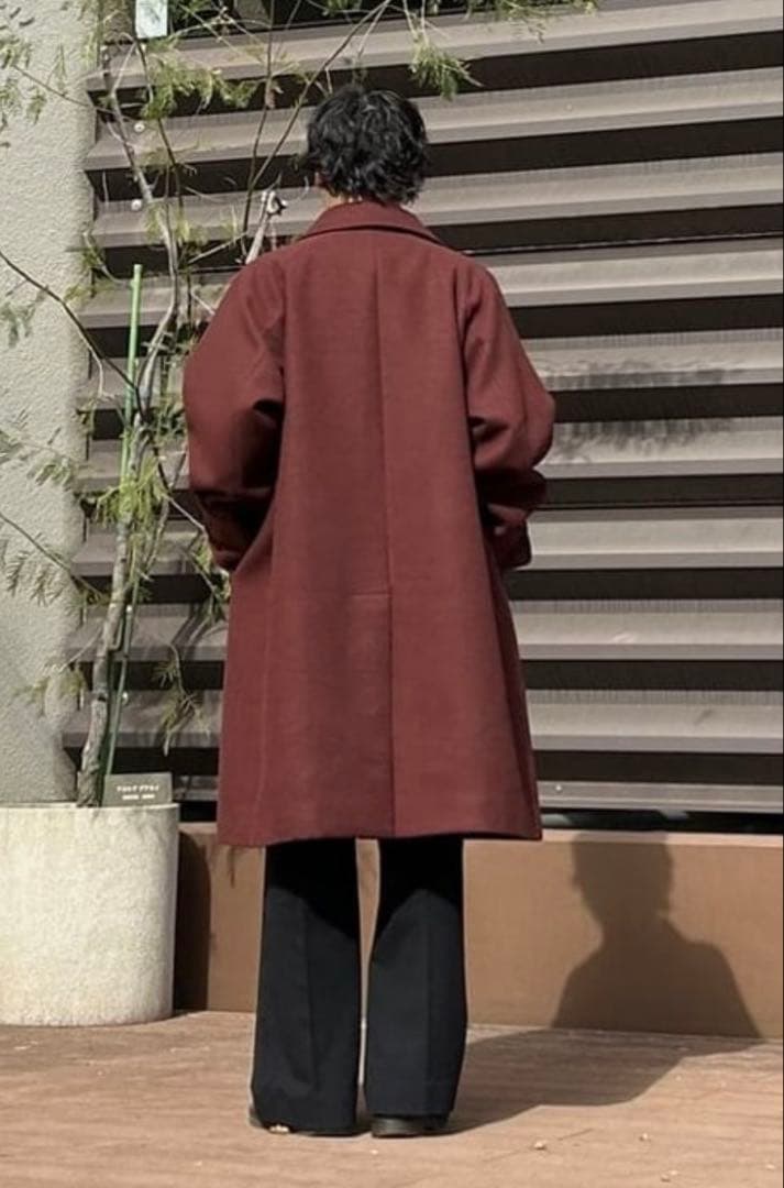 BEAMS フリースステンカラーコート　L チャコールグレー