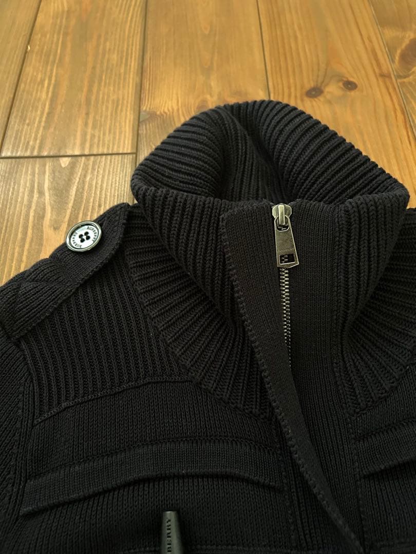 【美品】バーバリーロンドン　ダッフルニットコート　 ノバチェック　ネイビー　2