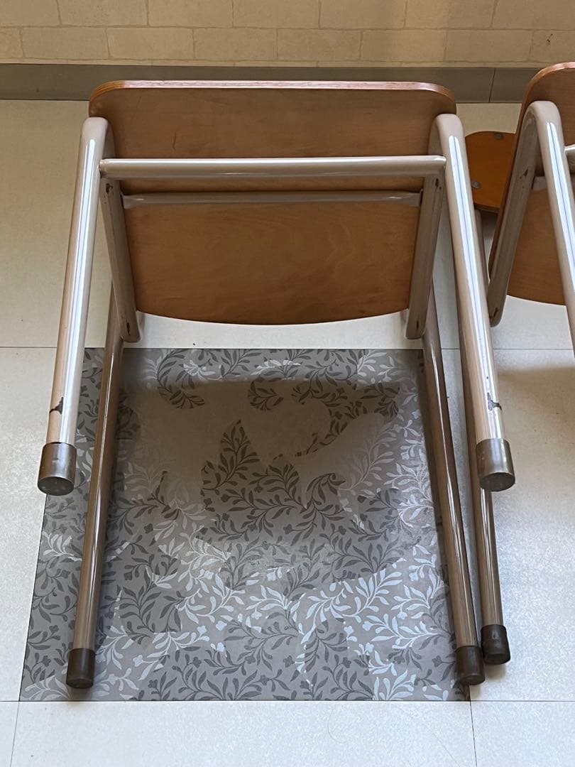 昭和レトロ 学校椅子 4脚セット 木製 スチール ビンテージ カフェ 会議用