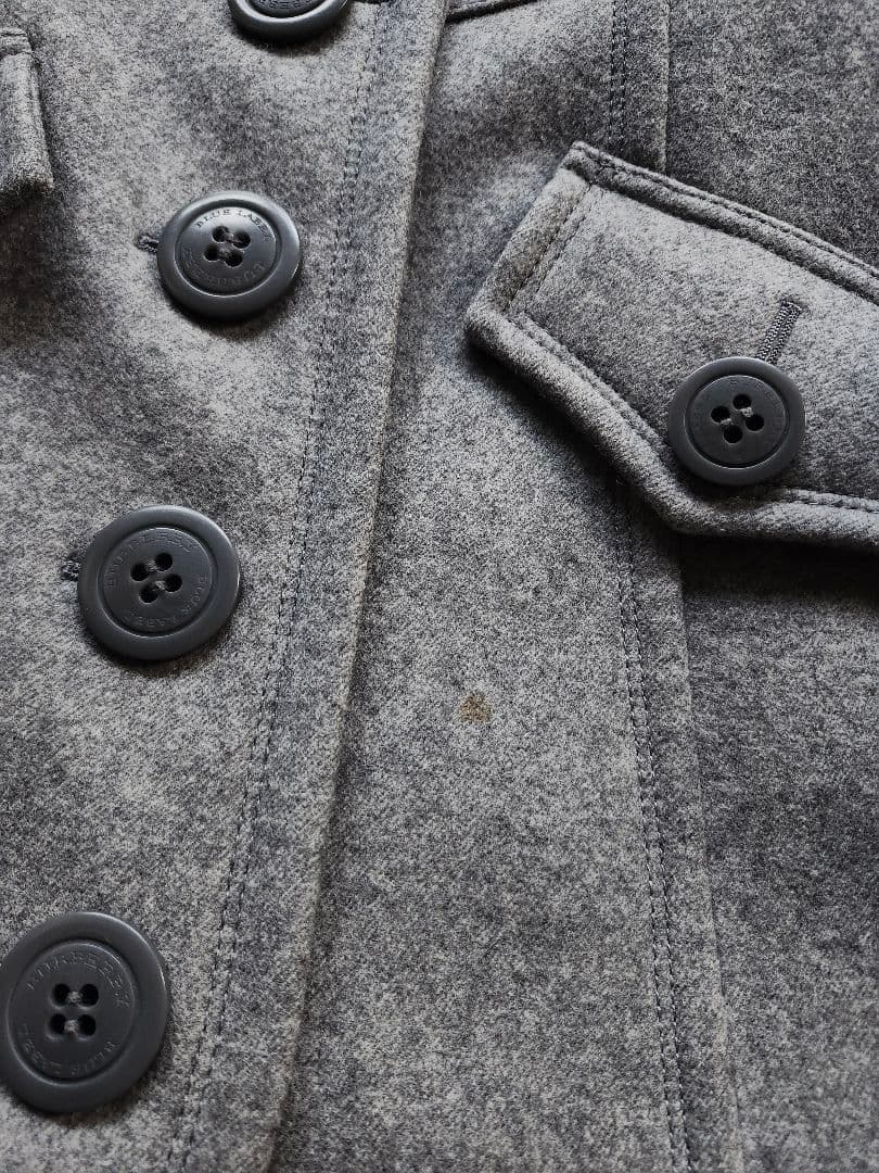 バーバリーブルーレーベル　裏地チェック　ウール　ロングコート