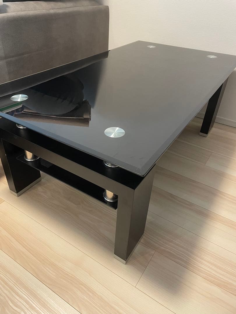 【美品】ガラスローテーブル