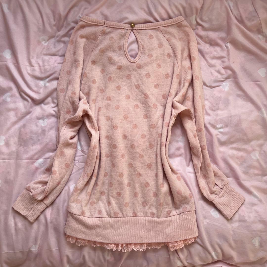 当時物 LIZLISA ピンク水玉レース 姫ギャル 森ガールy2k平成ドット柄