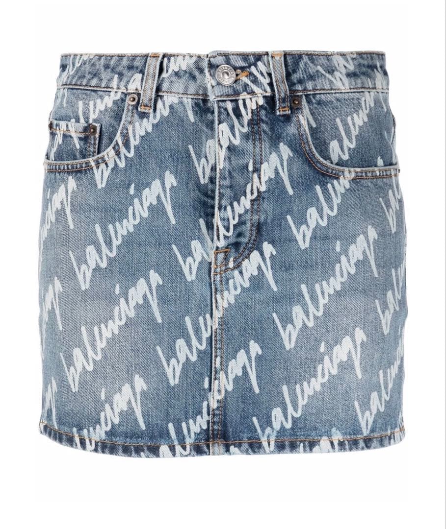 P*A様 BALENCIAGA ロゴプリント デニムミニスカート