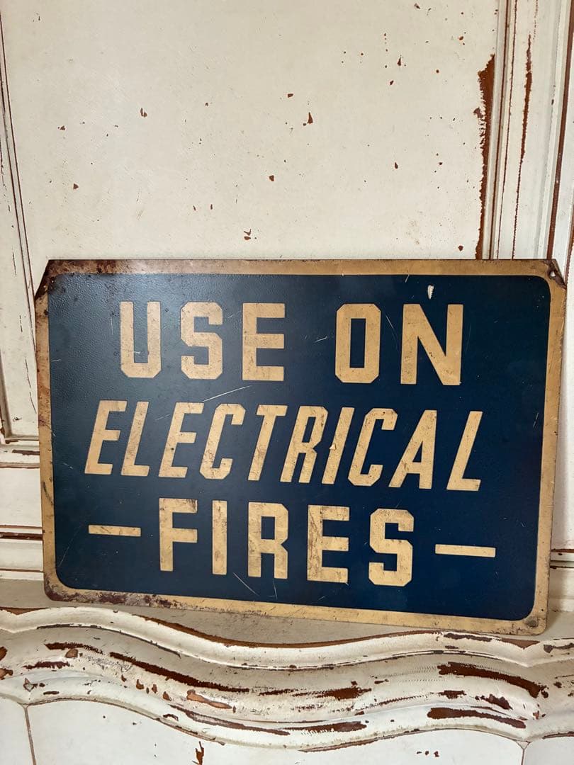 アンティーク　メタル　サイン　プレート　街角　看板　FIRE　レア　アメリカ