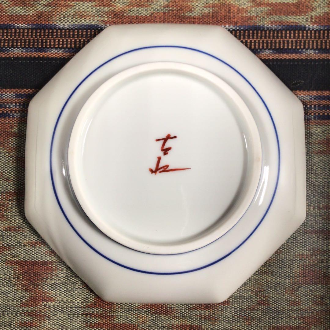 『プレうー特価』　九谷焼　晴山窯　三代目　梶本太衛　『龍田川』　八角皿　5枚