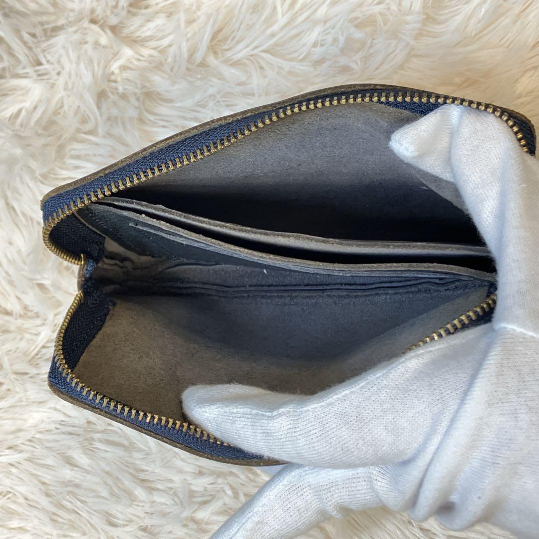 【美品】GANZO ガンゾ サケット2 ウォレットポーチ　ダークブルー レザー