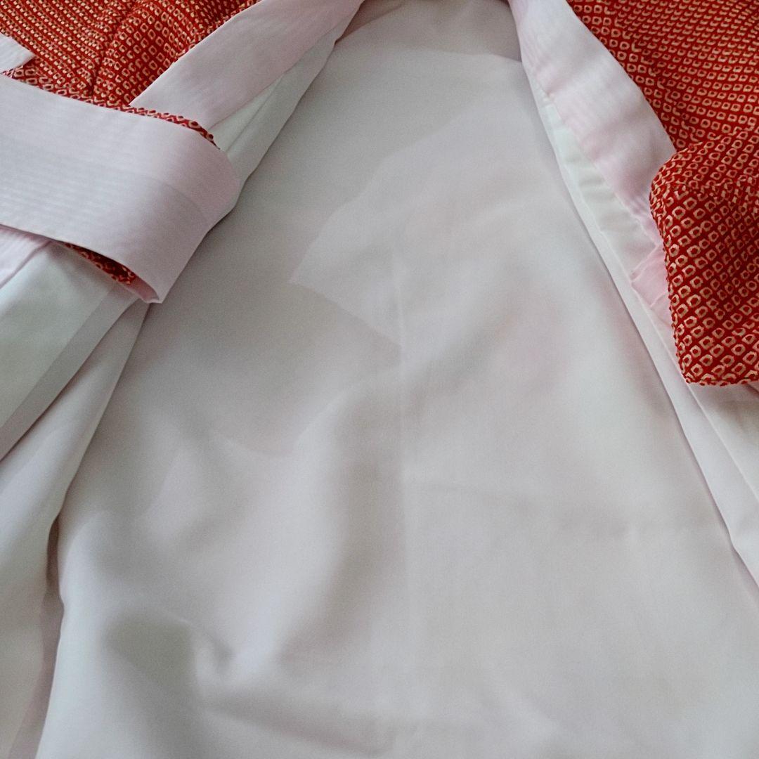 鹿の子総絞り 子供着物 七五三 3歳 女の子 鶴 牡丹 毬刺繍 産着 お宮参り