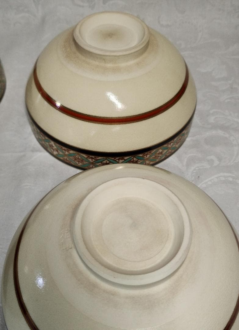 定靖　獨楽形　栄七宝　茶碗　10杯　共箱付　茶道具