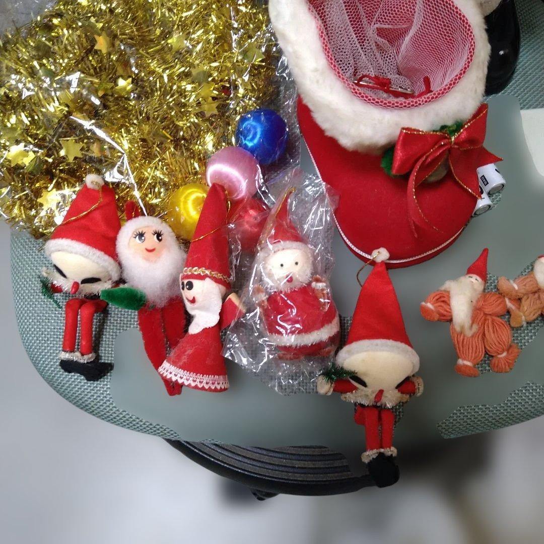 昭和レトロ　120cmクリスマスツリーオーナメント、電飾セット　サンタ他　まとめ