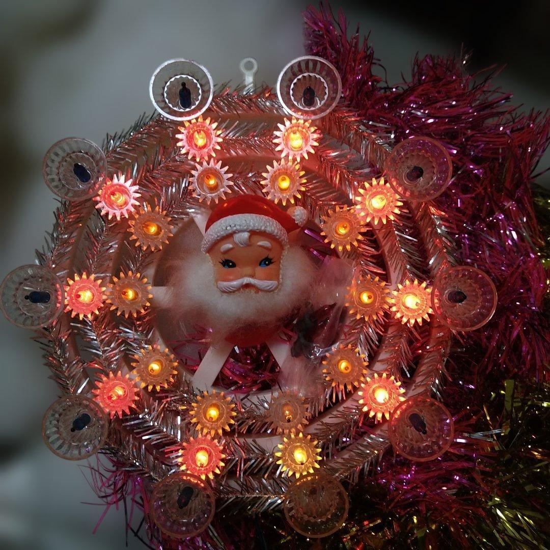 昭和レトロ　120cmクリスマスツリーオーナメント、電飾セット　サンタ他　まとめ