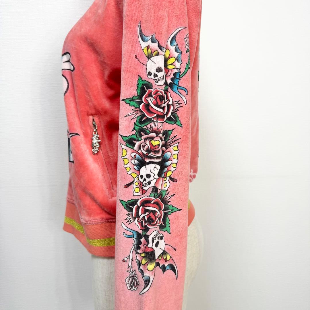 y2k❤️00s Ed Hardy スカル ラインストーン ベロア ジャージ 希少