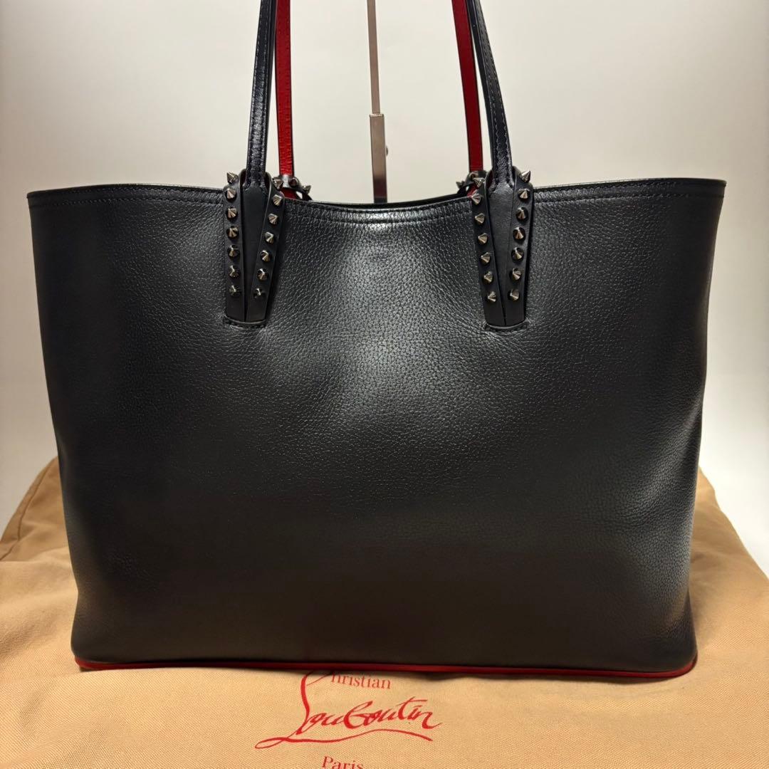 クリスチャンルブタン レザー トートバッグ スタッズ カバタ ブラック