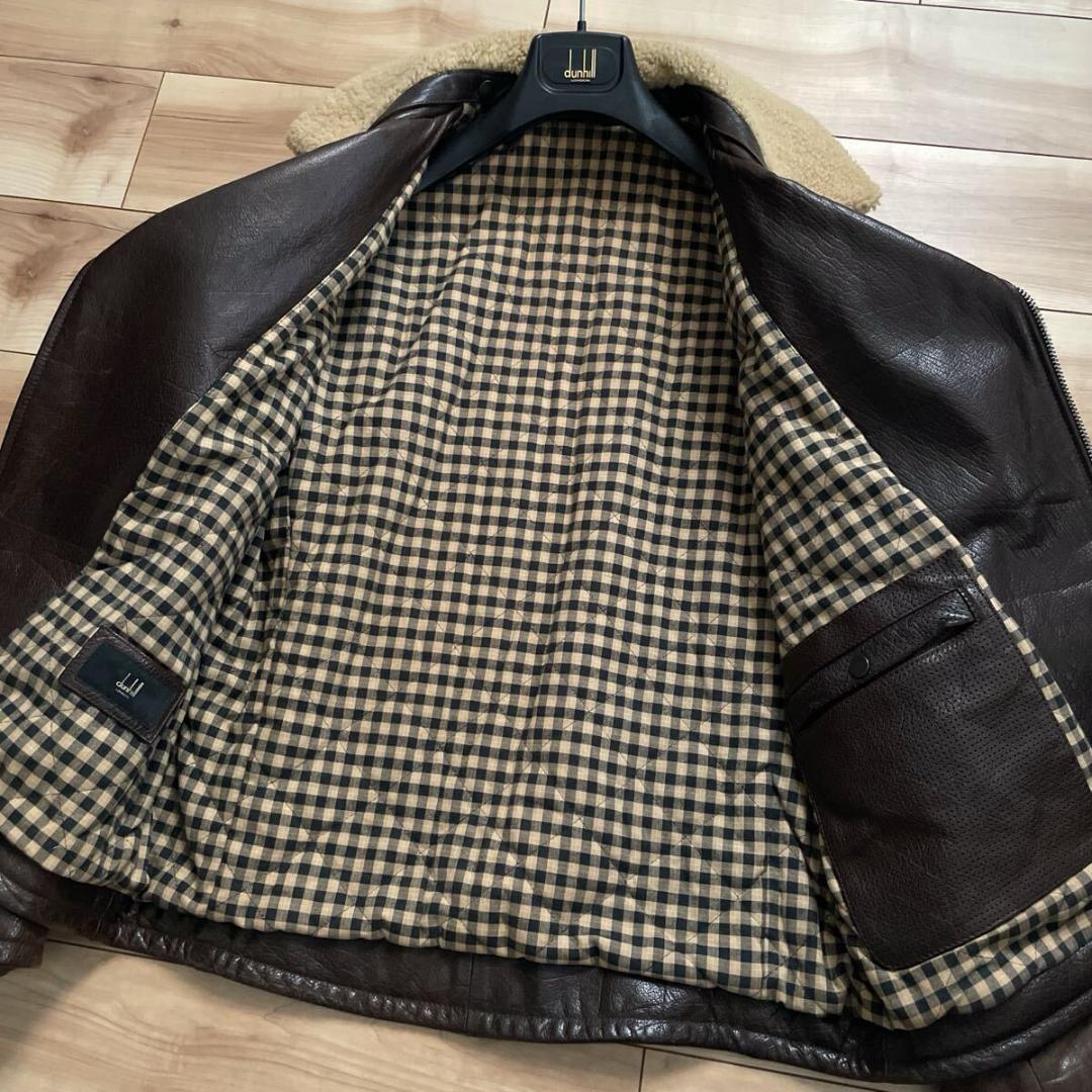 dunhill ダンヒル 襟ムートン レザー ライダース ジャケット