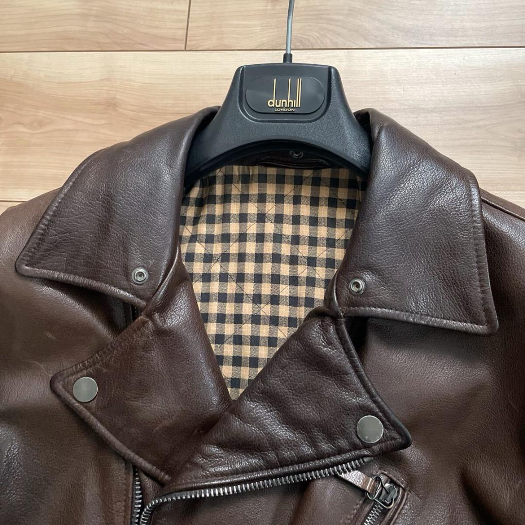 dunhill ダンヒル 襟ムートン レザー ライダース ジャケット