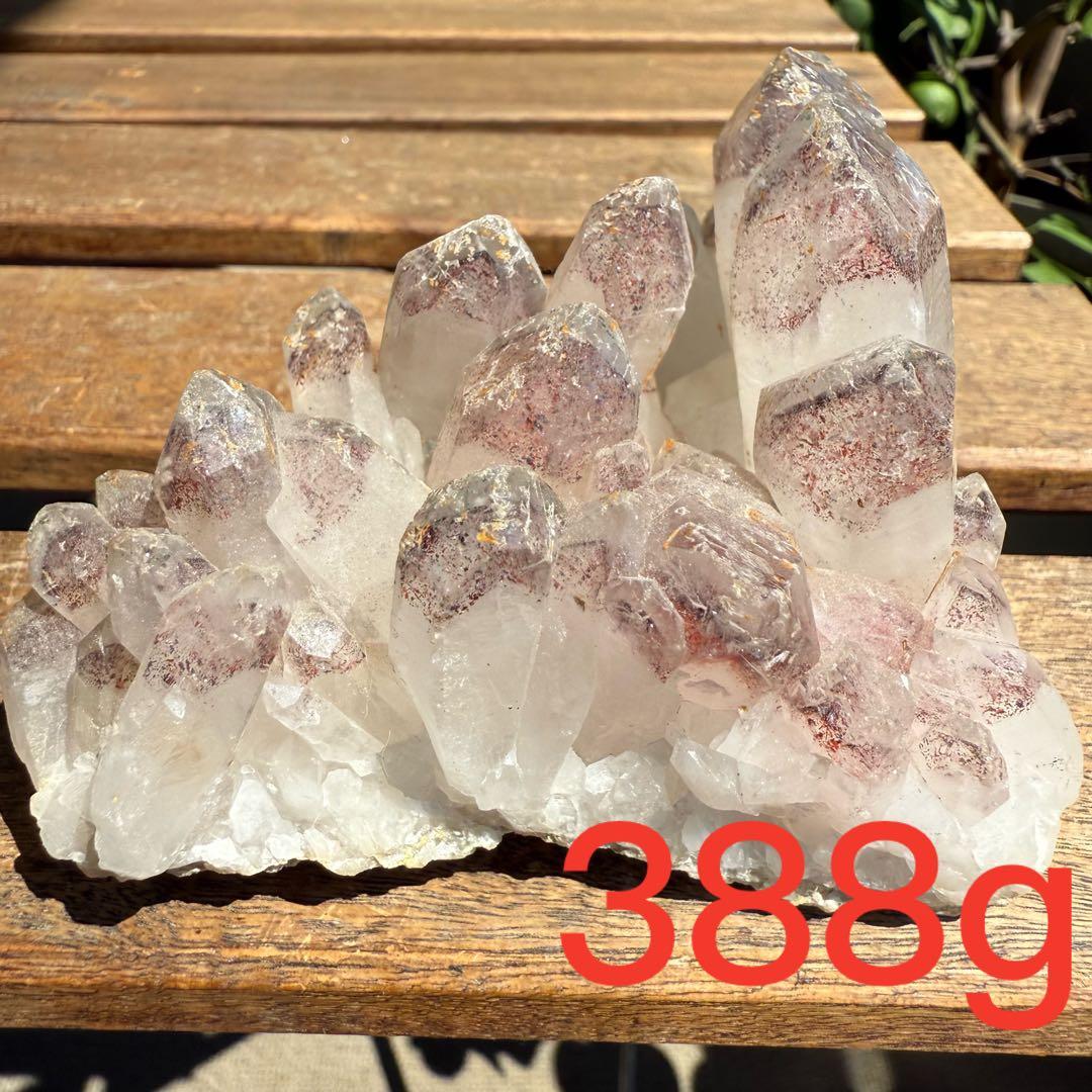 ストロベリーファントムクォーツ　クラスター　自立　ファイヤークォーツ　苺水晶⑥