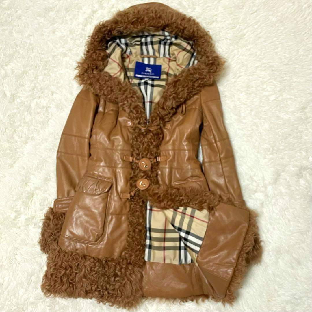 極美品✨バーバリーブルーレーベル ラムレザーコート羊革 チキャンラムファー M