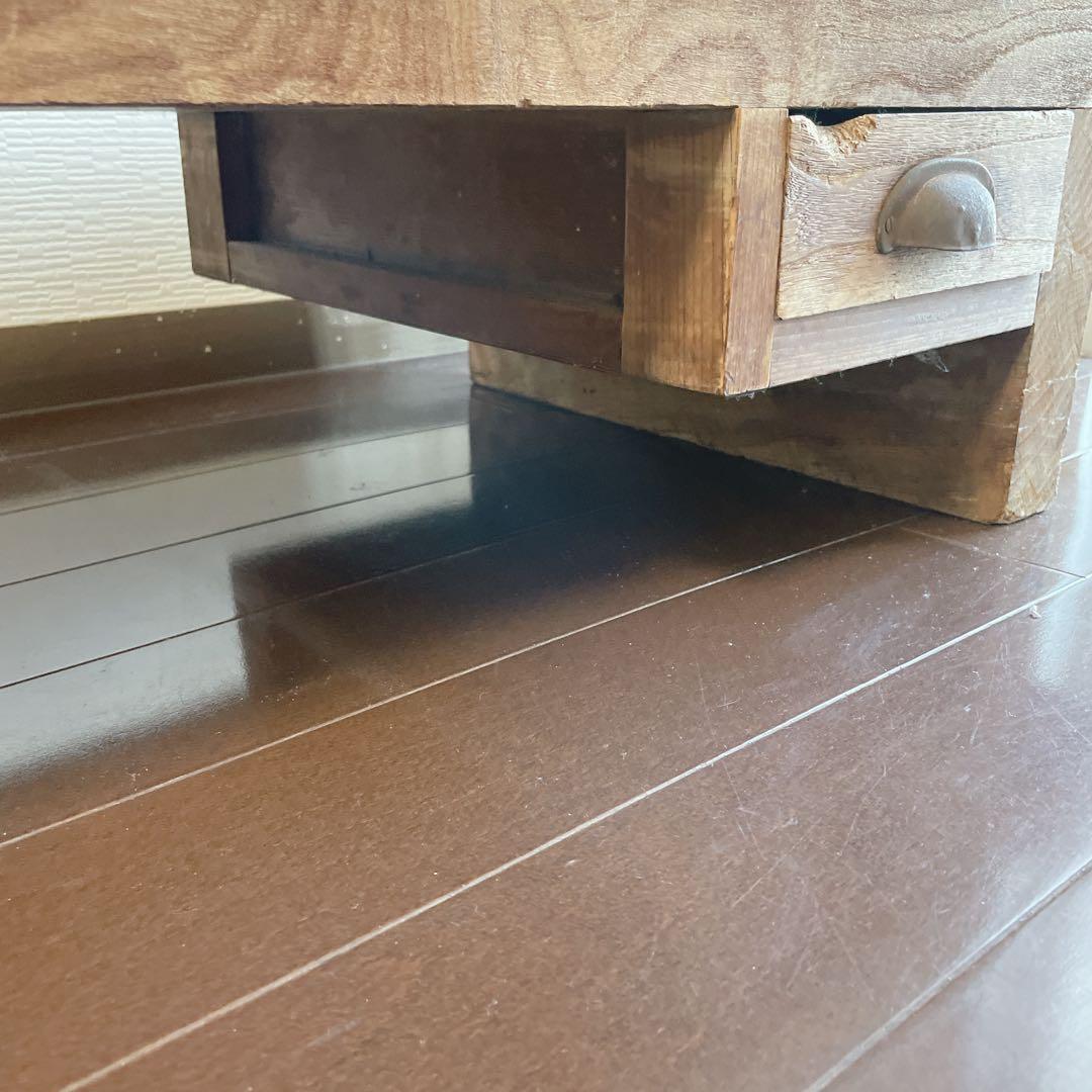 ✨裁ち台✨アンティーク　天板5cm 一枚板　引き出し付