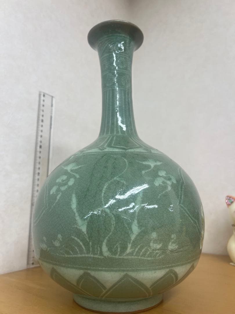 朝鮮李朝高麗天球瓶　古美術　唐物コレクション韓国骨董　アンティーク江戸　青磁