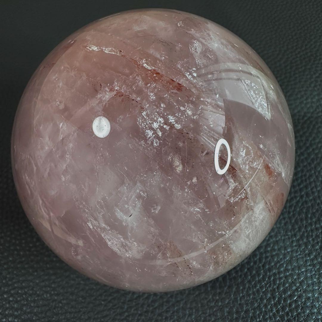 高品質レインボー☆ローズクォーツ ピンク超美麗 丸玉 天然石 原石A1075