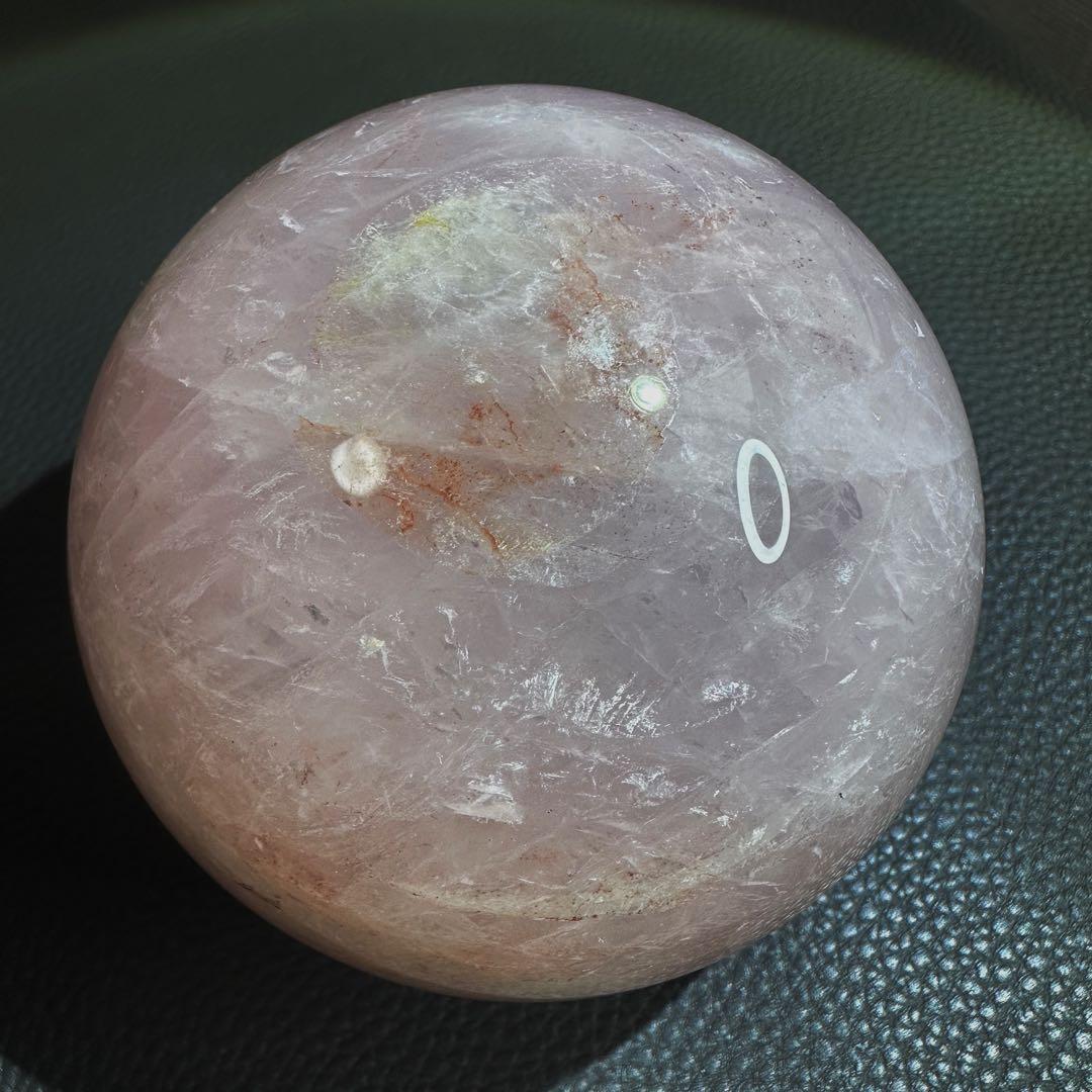 高品質レインボー☆ローズクォーツ ピンク超美麗 丸玉 天然石 原石A1075