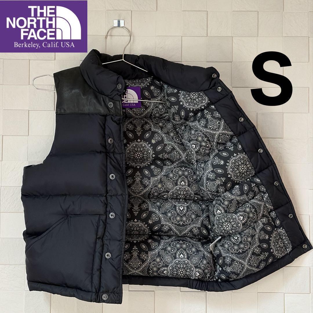【希少　レア】ノースフェイス　S パープルレーベル　ダウンベスト　黒　ペイズリー