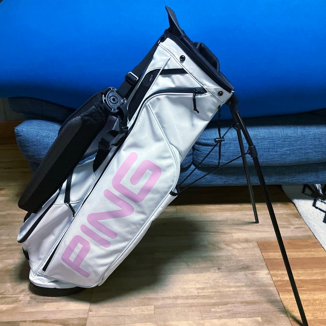 【美品】PINGゴルフキャディバック　　ホワイト／ピンク　カスタムオーダー
