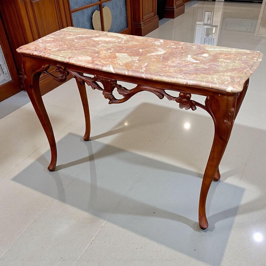 イタリア製　アンティーク調 大理石 サイドテーブル 猫脚　コンソールテーブル