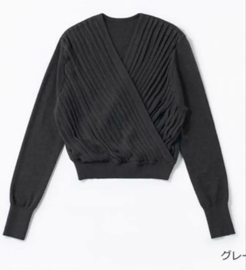 [L'AUBE BLANC]ローブブラン プリーツカシュクールニット　新品未使用